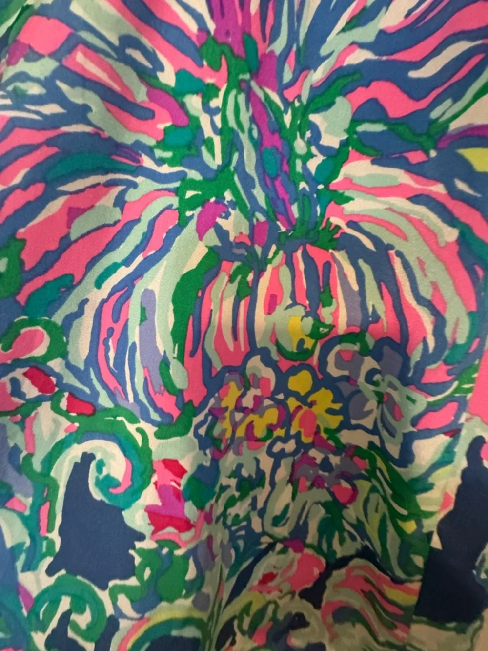 Lilly Pulitzer Silk Multicolor Floral Print Dress - Blue, Pink & Green - Picture 3 of 4